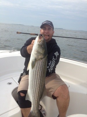 Brian Coombs of Medford had success fishing light tackle in Boston Harbor on Sunday.