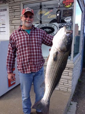 Archie Alexander with a nice 34.5-pound striper caught off the beach this week.