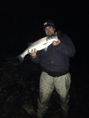 Nick Von Duntz with a nice February holdover striper.