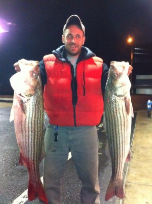 Jonathon Jadach with a pair of early spring Housatonic keepers.