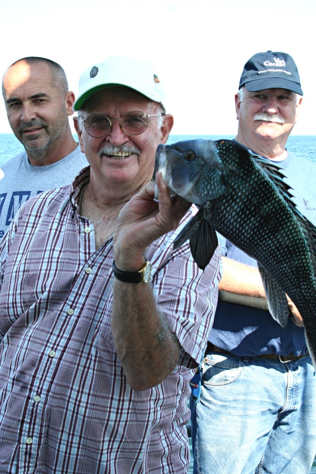 WWII-Vet-Sea-Bass World War II Vet with sea bass