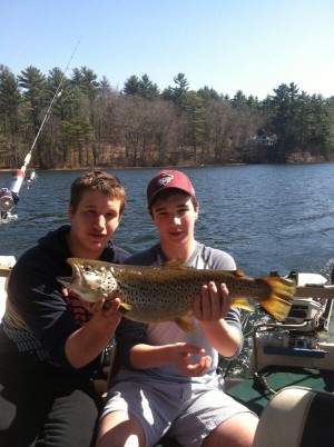 Cole and Hayden took this 6-pound brown trout in a Plymouth pond this week.