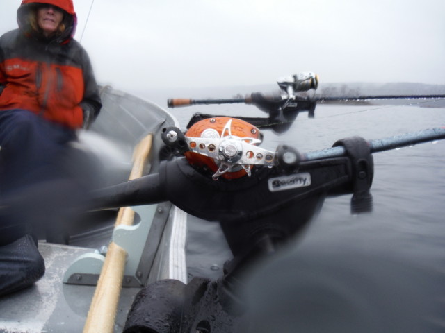 The Scotty Clamp-On Rod Holders were a major-help in setting out a 5-rod tangle-free spread in the small rental boat. 