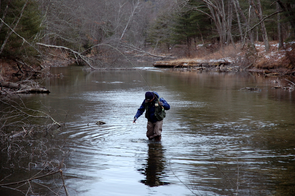 Bringing a rainbow to hand on the Swift River.