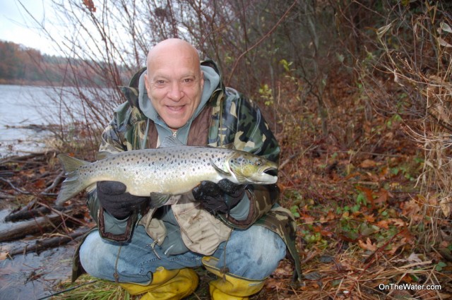 Bill and a fine male landlocked salmon, sporting its spawning colors. 