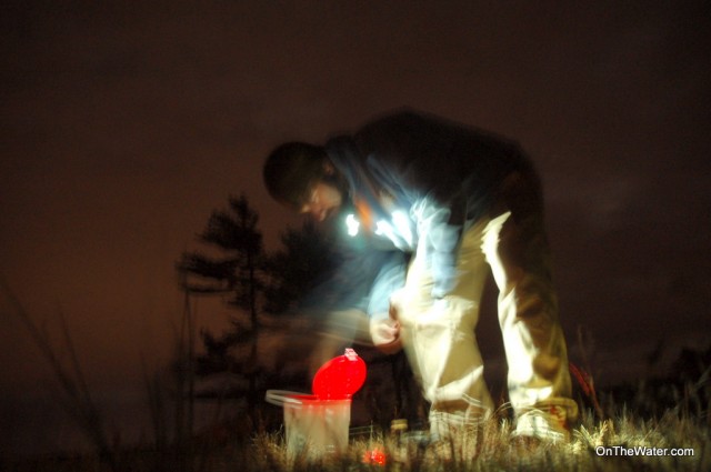 Chris Parisi fishes out a frisky shiner.