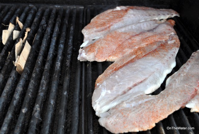 Smoking bluefish on grill