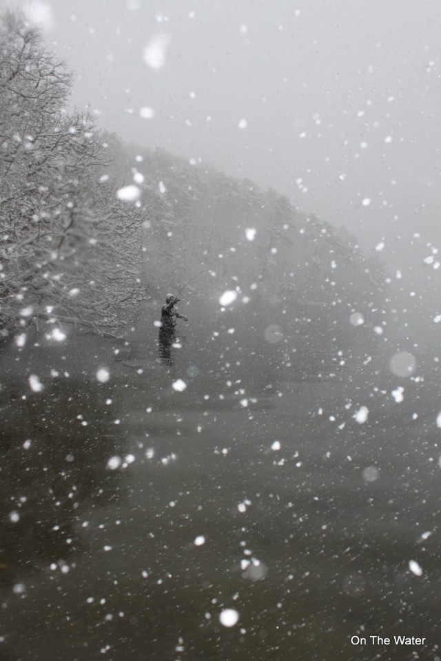 Fishing in the snow
