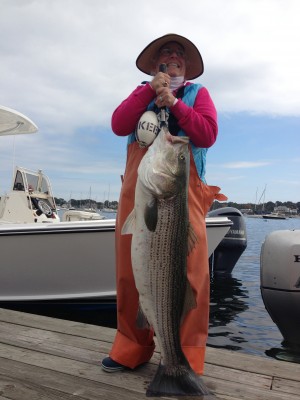 Kathy Edwards' 48"/38-pound bass was good enough for her to win the Maddies Angler Club annual bass tournament this past Saturday.