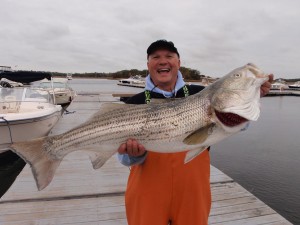 John Solomon caught this 31.5-pound striper this week on the north shore and sent the photo into Surfland.