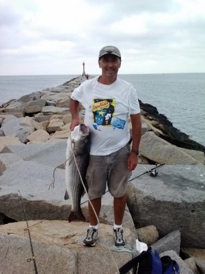 Bart Petracca caught this 20-pound bass on a Plymouth jetty this week.
