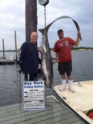Kevin Owens & Chris Schneck with their 150lb Thresher caught 7 miles offshore!
