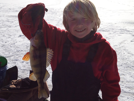 Where the ice is still safe, the late-season fishing has been excellent! Miles Corayer enjoyed a banner day on the ice catching perch, bass and pickerel.