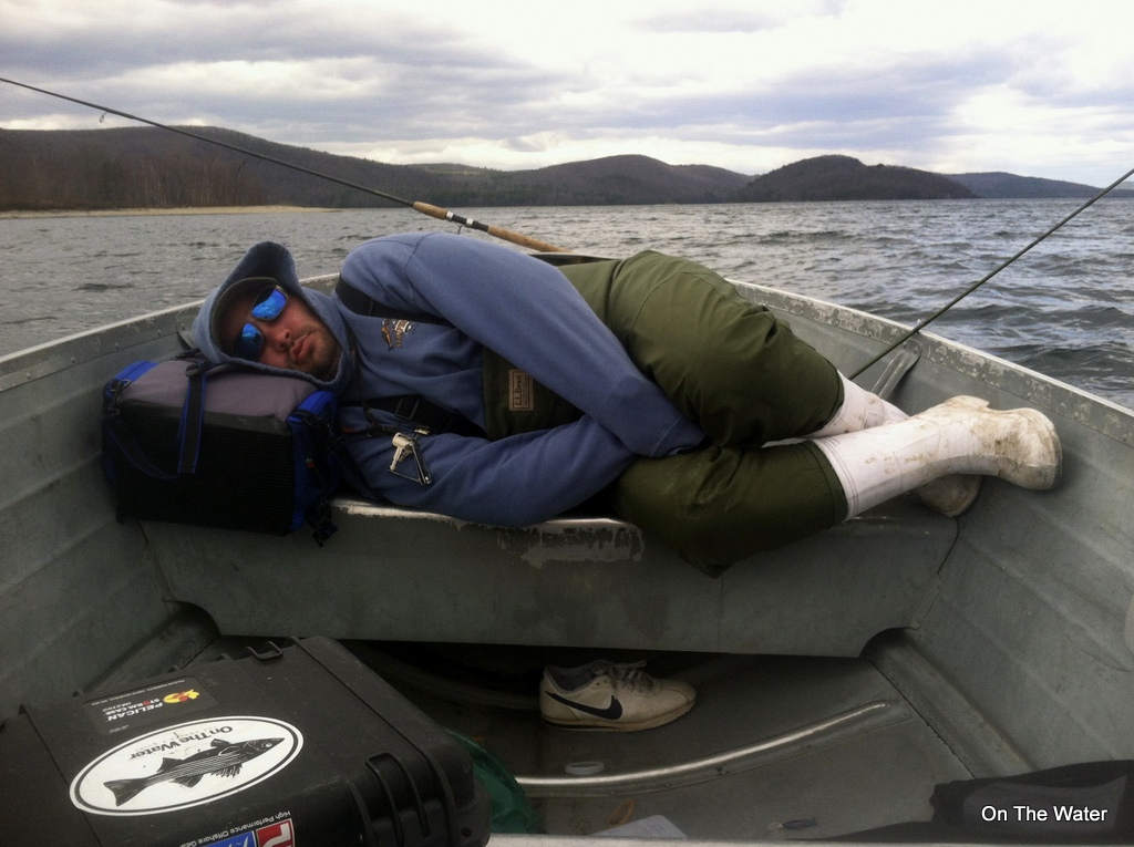 An under-dressed Anthony DeiCicchi dreams of lake trout and warmth.