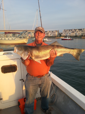 Mike Starsiak caught this 22-pound striper in the Back River in Weymouth last week.