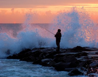 The jetties of New Jersey are great spots to catch striped bass and bluefish.
