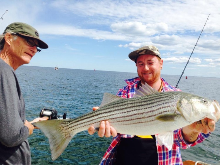 Jordan Chichester's big bass was caught off Hampton, NH.