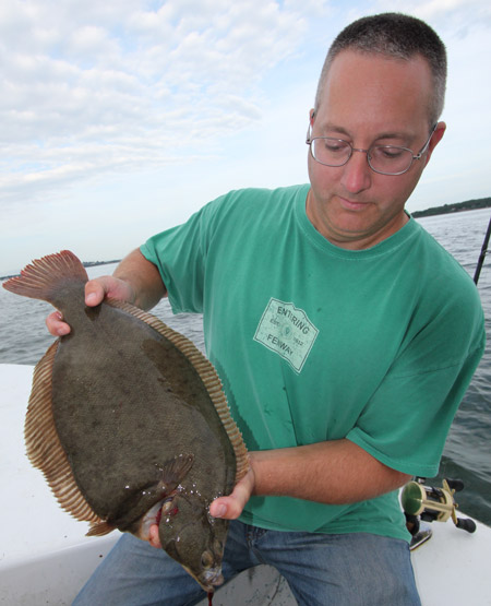 Scott Filion of Cohasset caught this "balloon" blackback flounder, which was 19 3/4" long and 4 pounds, 12 ounces, aboard the Little Sister!