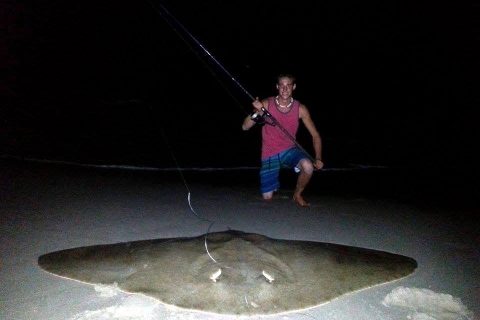 7 Foot Spiny Butterfly Ray Caught off New Jersey Beach