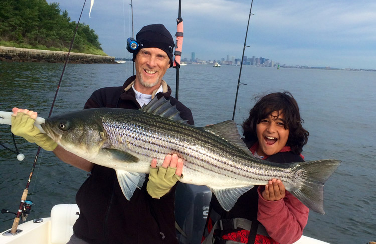 Sean Foley put Ali on his first striper in Boston Harbor this week.