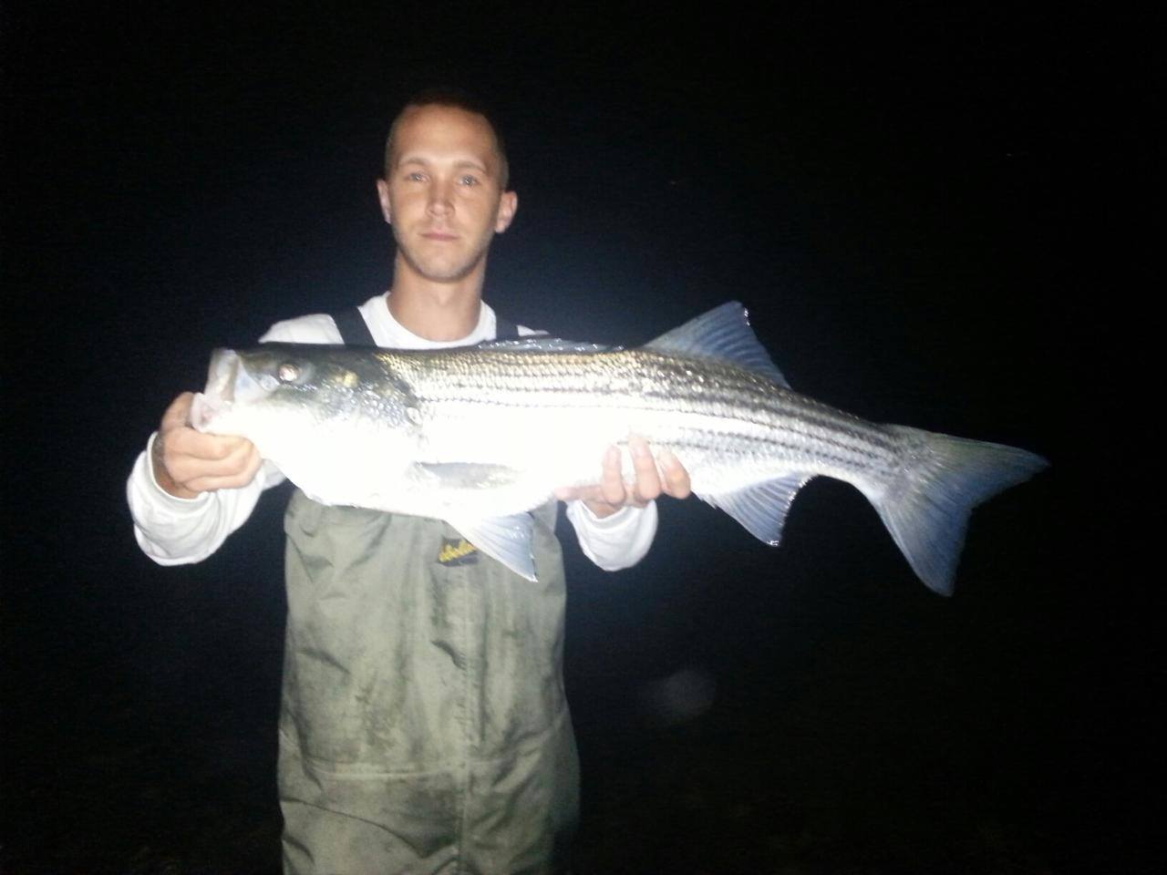 Joseph Hudak with a decent striped bass.