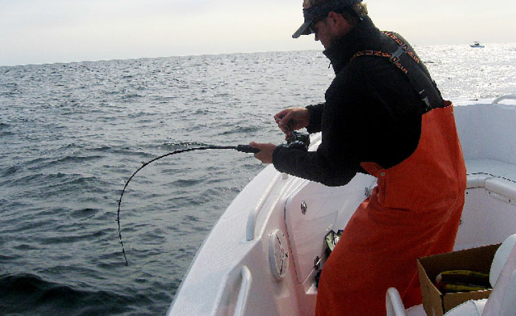 Braided lines and modern gear allow tuna to be whipped with lightweight gear, as Captain Peter Yukins demonstrates.