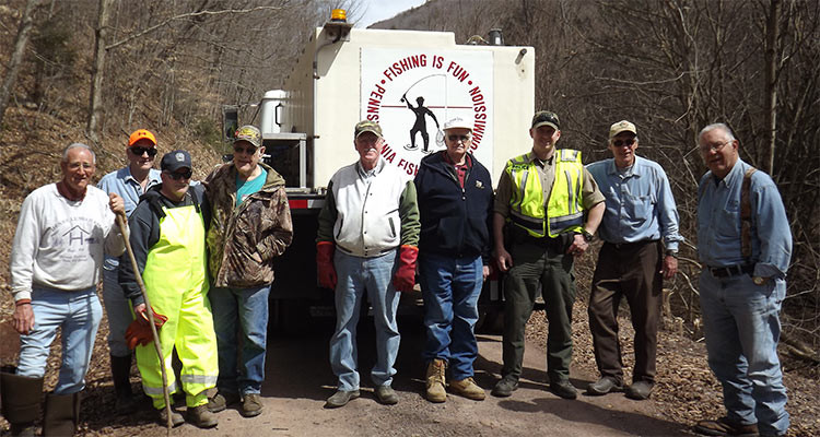West Branch Fishing Creek trout stocking volunteers