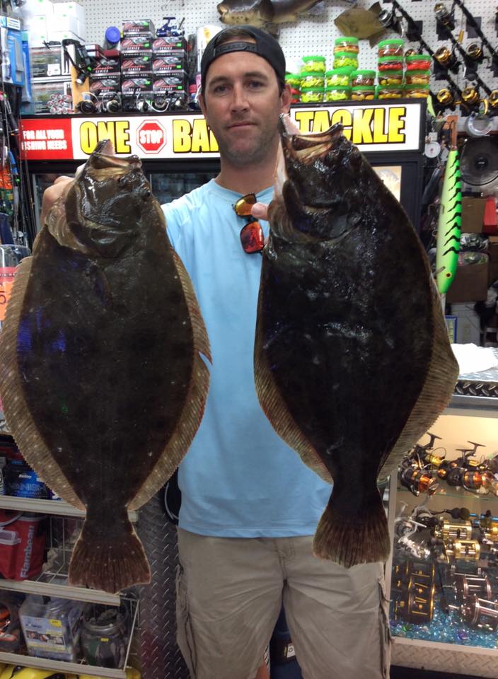 The backwaters around Atlantic City are producing quality fluke, like these two weighed in at One Stop Bait and Tackle this week.