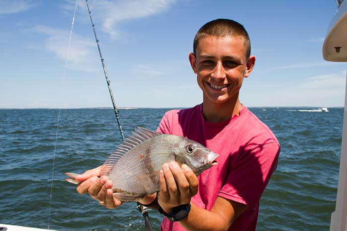 Jason Fontaine enjoyed some great bottom fishing in the Peconics by Rogers Rock. Mixed bag of jumbo porgies, schoolie weakfish, and some dogfish rounded out the day.