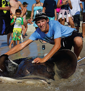 AJ Rotondella with a monster roughtail stingray
