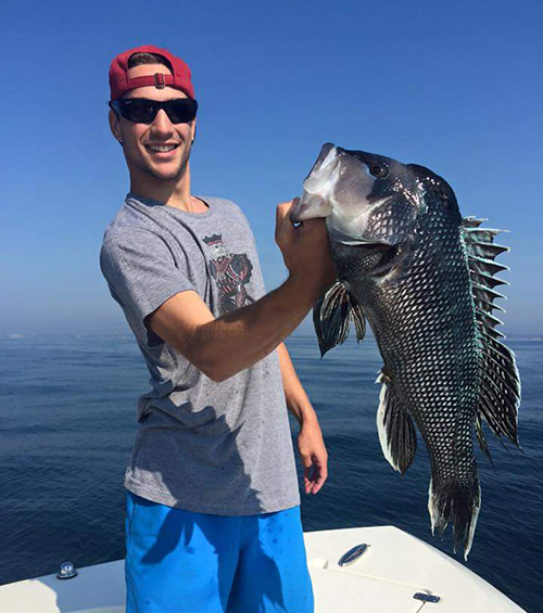 Ben Oliveri with a 5-pound black sea bass.