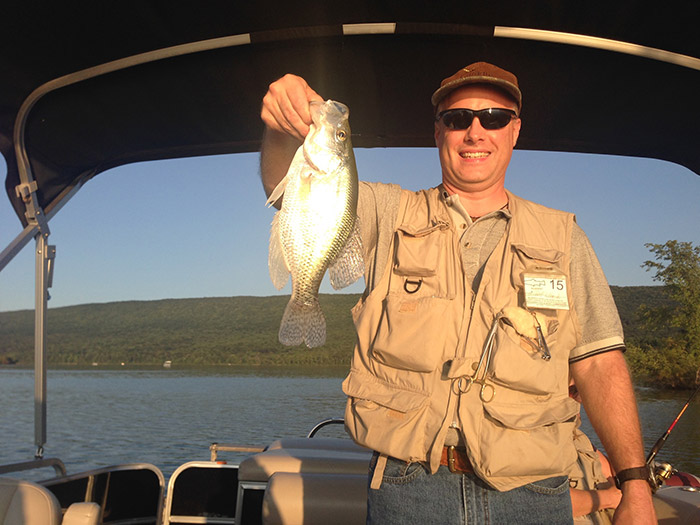 Rich Meyer of Port Matilda, PA recently caught this 14inch Crappie using a jig on Foster Joseph Sayers Lake. The crappie was caught during late evening hours.