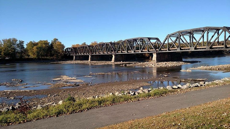 A recent photo of the Susquehanna River, at Sunbury, after the dam was deflated.