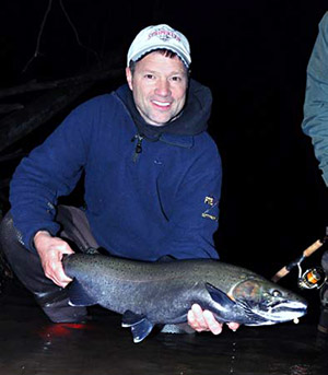 Chris Megan with his first Salmon River steelhead