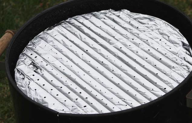 Lining the racks with foil will help prevent sticking and make clean-up easier. 