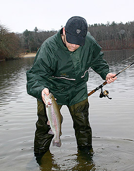 December is a great time to get out on the pond and target a trophy trout.
