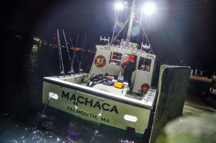 4:30 a.m. New Year's Day, Falmouth Harbor. Loading up the Machaca for a day of codfishing. 
