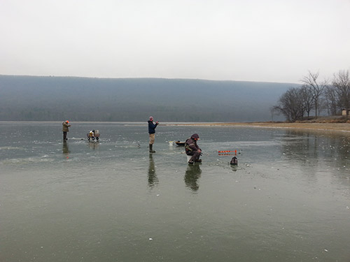 Ice anglers on Foster Joseph Sayers Lake