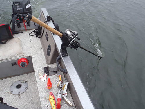 Trolling rods are often submerged