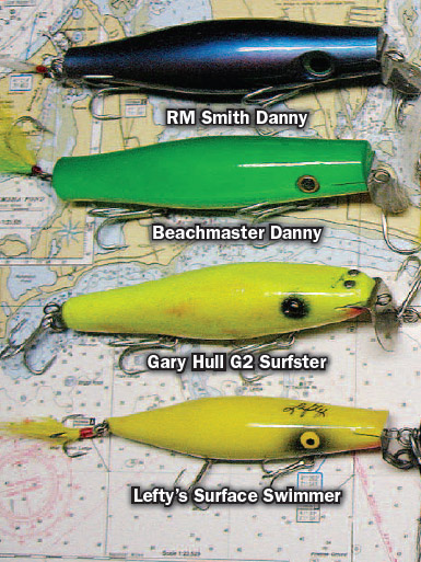 surface swimming metal lipped plugs