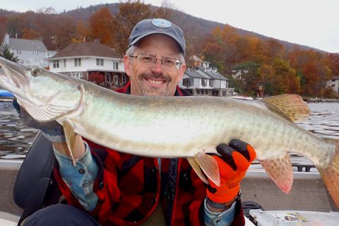 This fall muskie bit as the boat swung off a drop-off.