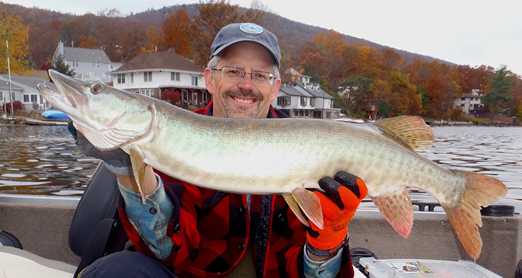 This fall muskie bit as the boat swung off a drop-off.