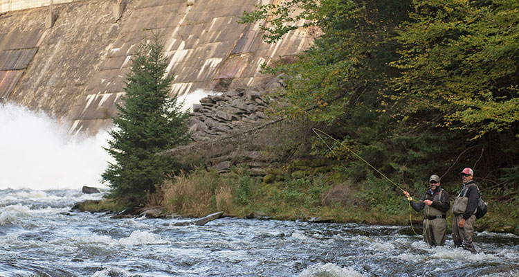 The author tries to slow a brook trout determined to head downstream. 
