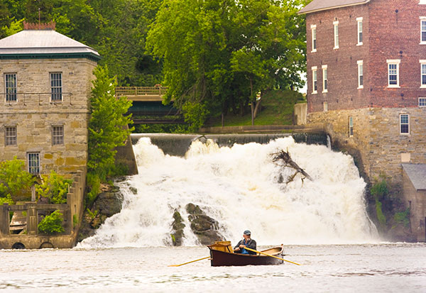  Adirondack Guideboats are meant to be rowed, not paddled, making them better suited than canoes for headwinds and choppy waters.