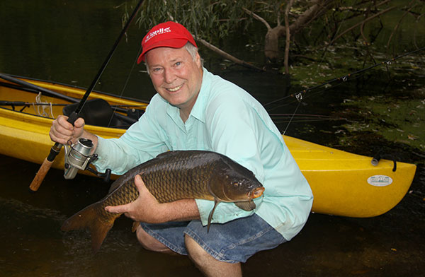Big carp are available all across Long Island. Here’s the author with a fish caught and released on the Peconic River.