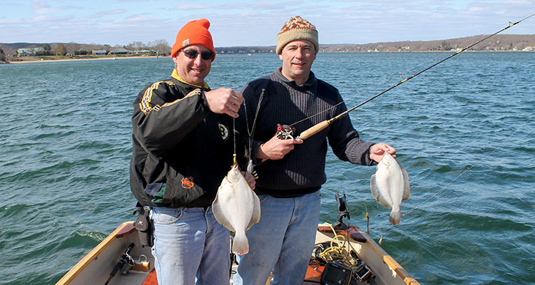 These two fine flounder hit while drifting in Niantic Bay.