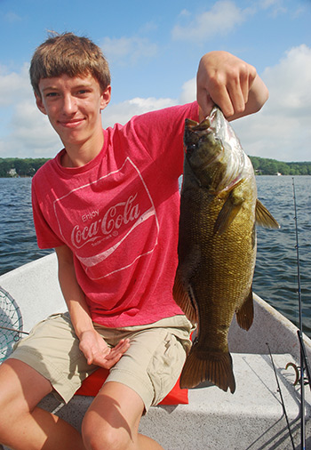 Matt Litton jigged this smallmouth over rocky bottom on Lake Hopatcong.