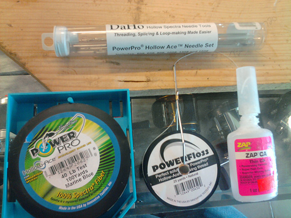 The author splices his leader into hollow-core braided line to make for a low-profile, strong connection.