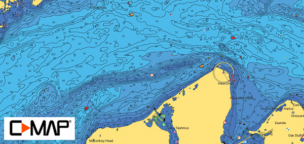 Middle Ground hi-res bathymetric map provided by C-MAP