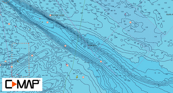Mud Hole hi-res bathymetric map provided by C-MAP